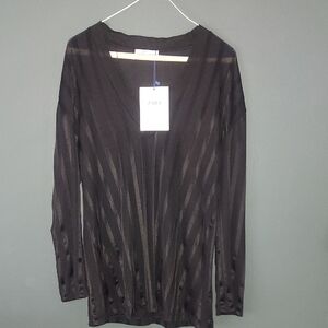 Zara Black Sheer Striped Top